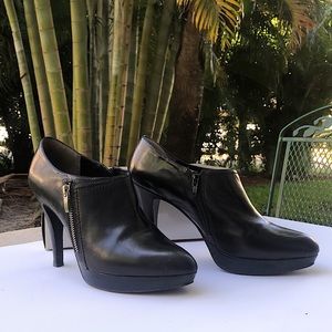 Black leather booties